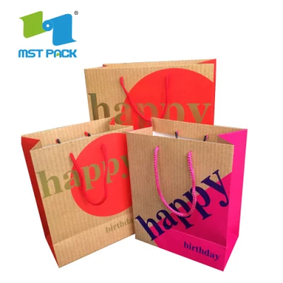 Custom Design Red Paper Bag with Die Cut Handle